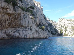 The calanques rise dramatically out of the sea.